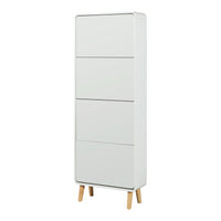 Scarpiera Aure con Ante a Specchio e 4 Contenitori Ribaltabili 172 x 63 x 24 cm Bianco [en.casa]