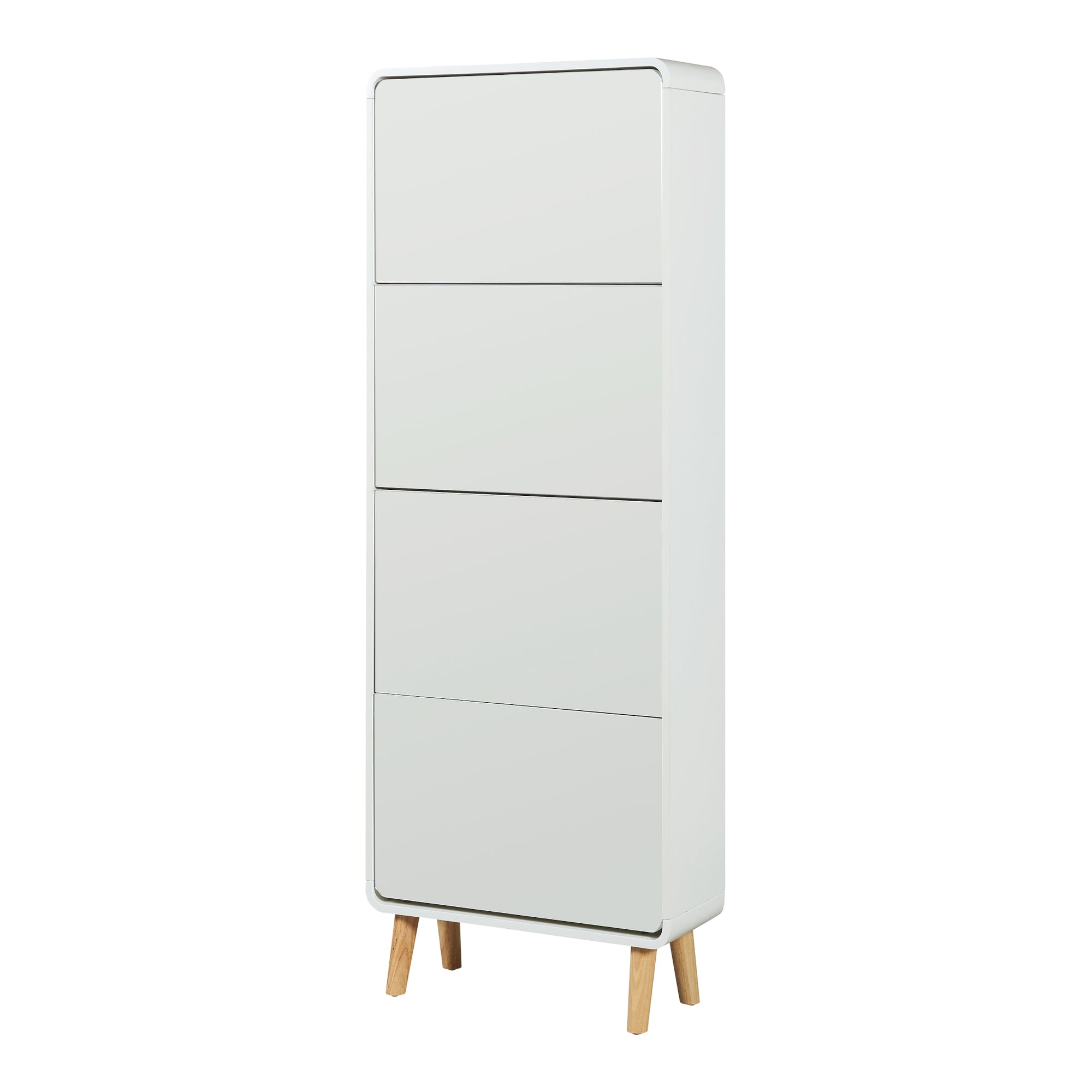Scarpiera Aure con Ante a Specchio e 4 Contenitori Ribaltabili 172 x 63 x 24 cm Bianco [en.casa]