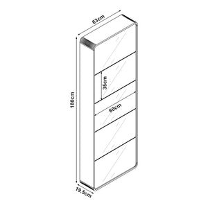 Scarpiera Aure con Ante a Specchio e 5 Contenitori Ribaltabili 180 x 63 x 24 cm Bianco [en.casa]