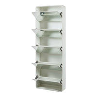 Scarpiera Aure con Ante a Specchio e 5 Contenitori Ribaltabili 180 x 63 x 24 cm Bianco [en.casa]