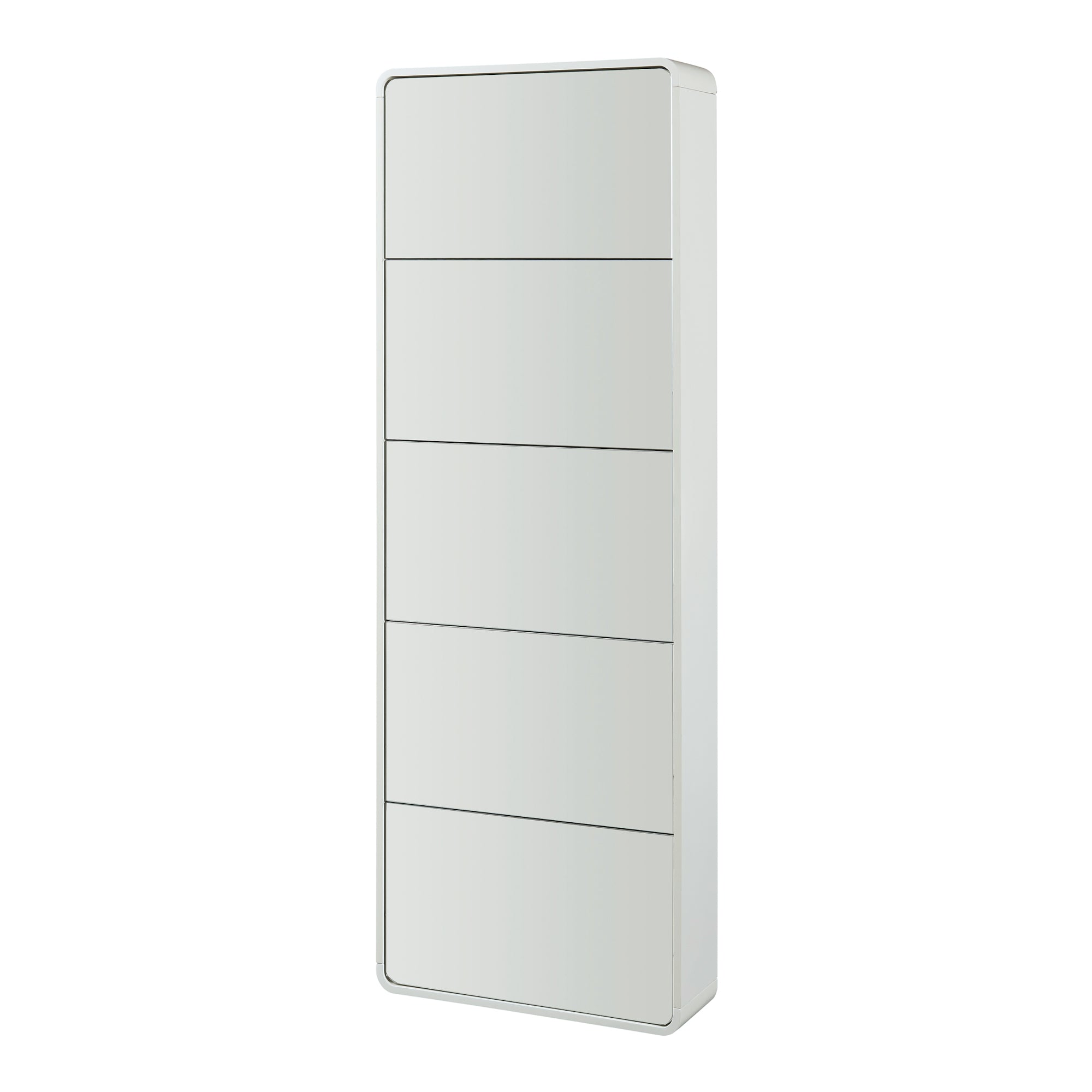 Scarpiera Aure con Ante a Specchio e 5 Contenitori Ribaltabili 180 x 63 x 24 cm Bianco [en.casa]