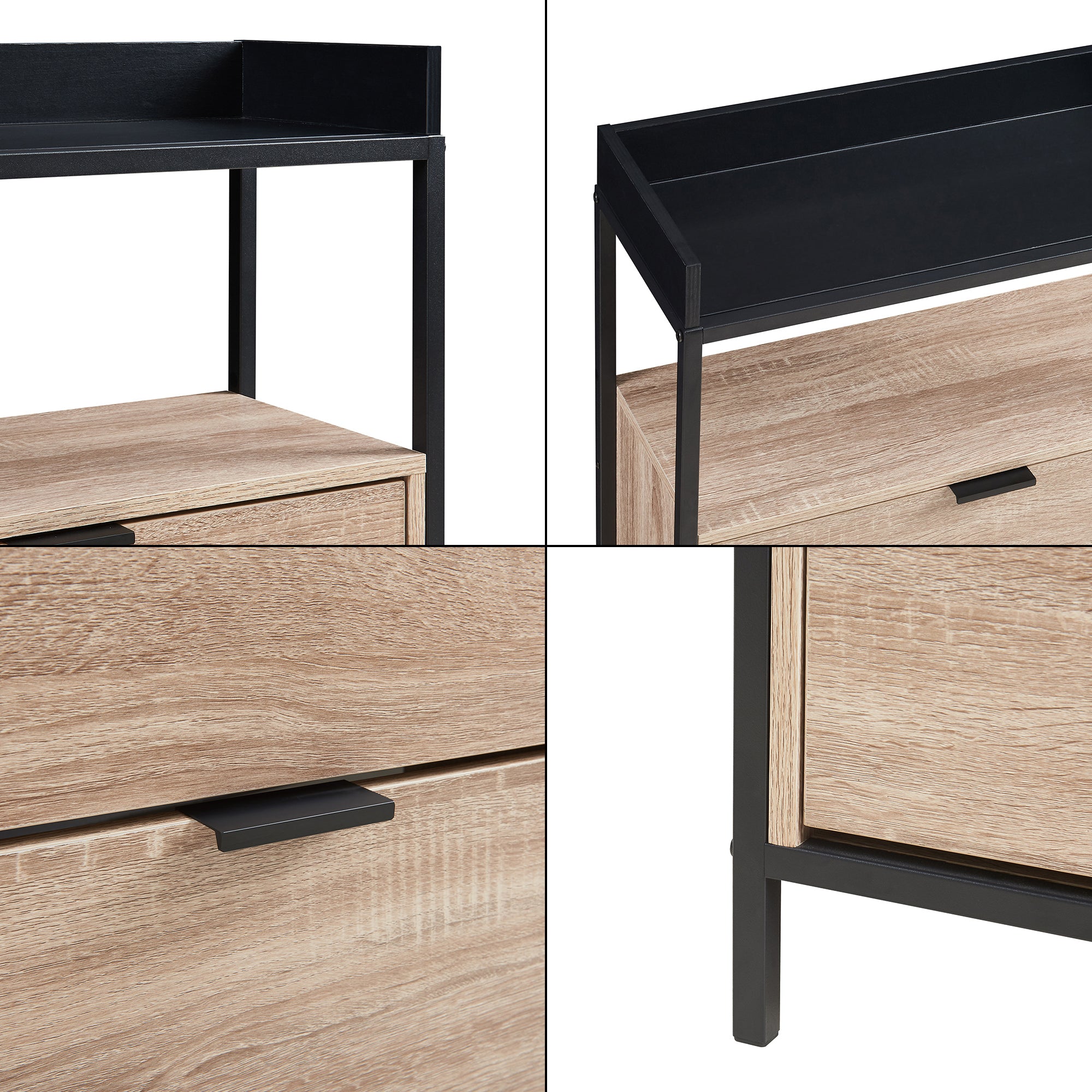 Scarpiera Salvaspazio Belana con Contenitori Ribaltabili e Piani di Appoggio 116x60x24 cm Nero/Effetto Rovere [en.casa]