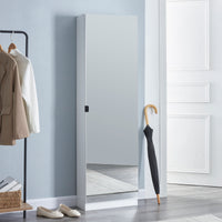 Armadio Portascarpe Meura con Anta a Specchio 160 x 48 x 20 cm Bianco [en.casa]