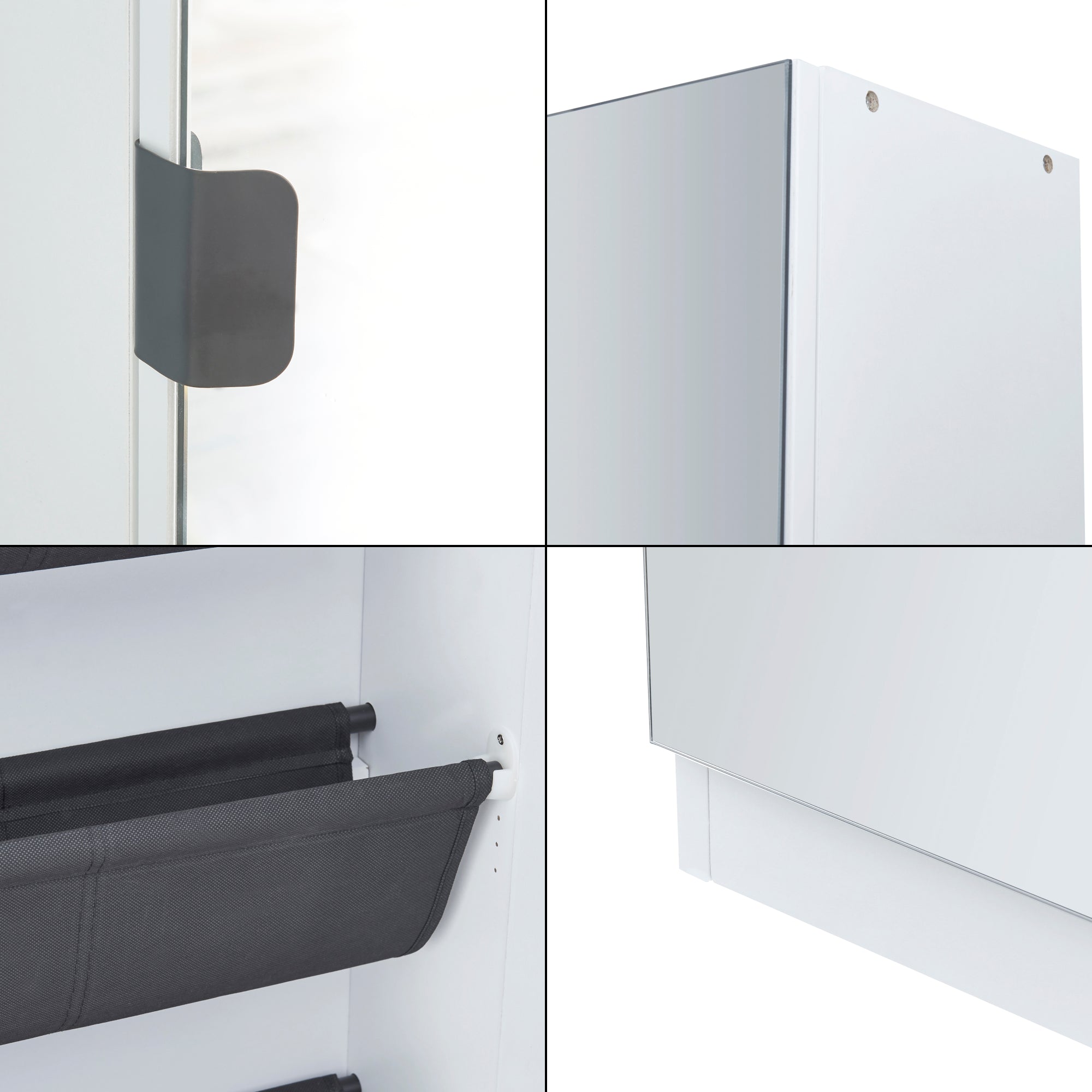 Armadio Portascarpe Meura con Anta a Specchio 160 x 48 x 20 cm Bianco [en.casa]