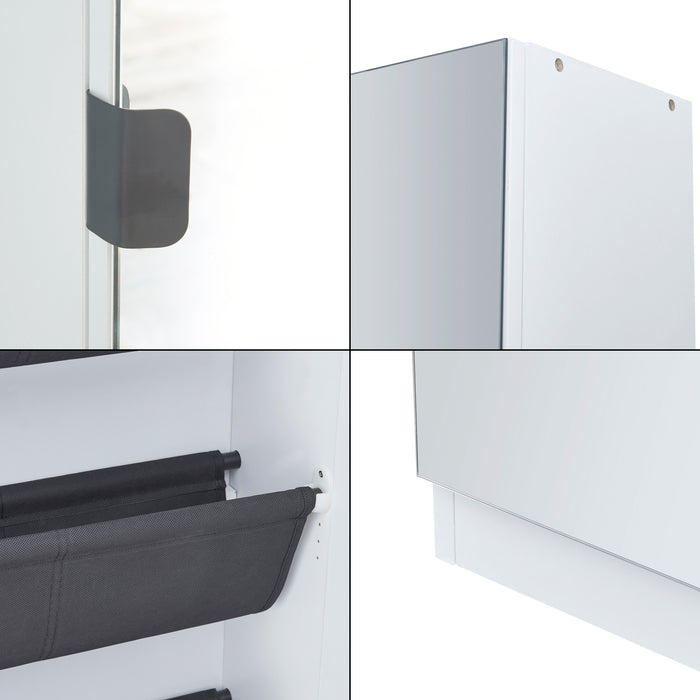 Armadio Portascarpe Meura con Anta a Specchio 160 x 48 x 20 cm Bianco [en.casa]