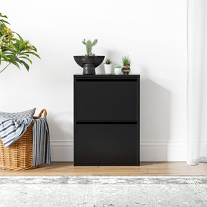 Scarpiera Sokndal con 2 Contenitori Ribaltabili Portascarpe in Metallo - Nero [en.casa]