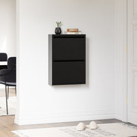 Scarpiera Sokndal con 2 Contenitori Ribaltabili Portascarpe in Metallo - Nero [en.casa]