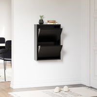 Scarpiera Sokndal con 2 Contenitori Ribaltabili Portascarpe in Metallo - Nero [en.casa]