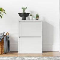 Scarpiera Sokndal con 2 Contenitori Ribaltabili Portascarpe in Metallo - Bianco [en.casa]