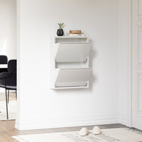 Scarpiera Sokndal con 2 Contenitori Ribaltabili Portascarpe in Metallo - Bianco [en.casa]