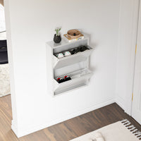 Scarpiera Sokndal con 2 Contenitori Ribaltabili Portascarpe in Metallo - Bianco [en.casa]