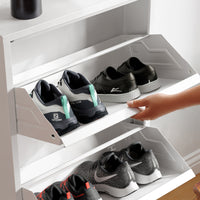 Scarpiera Sokndal con 3 Contenitori Ribaltabili Portascarpe in Metallo - Bianco [en.casa]