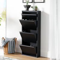 Scarpiera Sokndal con 3+1 Contenitori Ribaltabili Portascarpe in Metallo - Nero [en.casa]