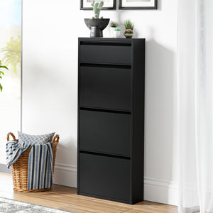 Scarpiera Sokndal con 3+1 Contenitori Ribaltabili Portascarpe in Metallo - Nero [en.casa]
