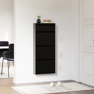 Scarpiera Sokndal con 3+1 Contenitori Ribaltabili Portascarpe in Metallo - Nero [en.casa]