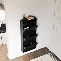 Scarpiera Sokndal con 3+1 Contenitori Ribaltabili Portascarpe in Metallo - Nero [en.casa]