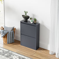 Scarpiera Sokndal con 2 Contenitori Ribaltabili Portascarpe in Metallo - Grigio [en.casa]