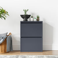 Scarpiera Sokndal con 2 Contenitori Ribaltabili Portascarpe in Metallo - Grigio [en.casa]