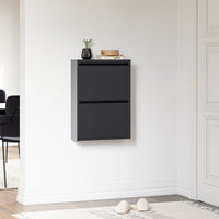 Scarpiera Sokndal con 2 Contenitori Ribaltabili Portascarpe in Metallo - Grigio [en.casa]