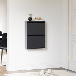 Scarpiera Sokndal con 2 Contenitori Ribaltabili Portascarpe in Metallo - Grigio [en.casa]