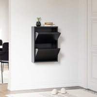 Scarpiera Sokndal con 2 Contenitori Ribaltabili Portascarpe in Metallo - Grigio [en.casa]