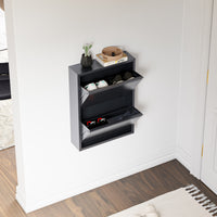 Scarpiera Sokndal con 2 Contenitori Ribaltabili Portascarpe in Metallo - Grigio [en.casa]