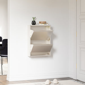 Scarpiera Sokndal con 2 Contenitori Ribaltabili Portascarpe in Metallo - Bianco Pepe [en.casa]