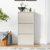 Scarpiera Sokndal con 3 Contenitori Ribaltabili Portascarpe in Metallo - Bianco Pepe [en.casa]