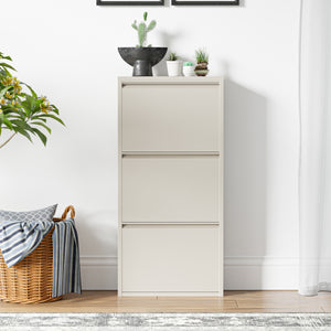 Scarpiera Sokndal con 3 Contenitori Ribaltabili Portascarpe in Metallo - Bianco Pepe [en.casa]