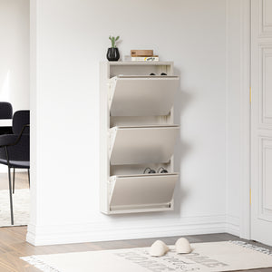 Scarpiera Sokndal con 3 Contenitori Ribaltabili Portascarpe in Metallo - Bianco Pepe [en.casa]