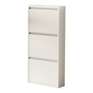 Scarpiera Sokndal con 3 Contenitori Ribaltabili Portascarpe in Metallo - Bianco Pepe [en.casa]