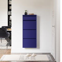 Scarpiera Sokndal con 3+1 Contenitori Ribaltabili Portascarpe in Metallo - Blu Notte [en.casa]
