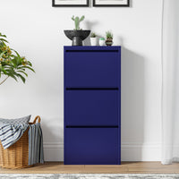 Scarpiera Sokndal con 3 Contenitori Ribaltabili Portascarpe in Metallo - Blu Notte [en.casa]