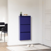 Scarpiera Sokndal con 3 Contenitori Ribaltabili Portascarpe in Metallo - Blu Notte [en.casa]