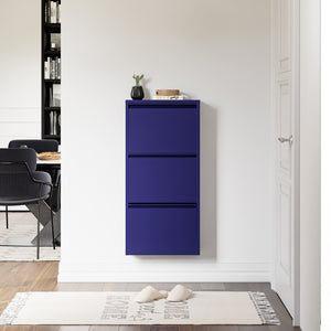 Scarpiera Sokndal con 3 Contenitori Ribaltabili Portascarpe in Metallo - Blu Notte [en.casa]