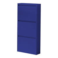 Scarpiera Sokndal con 3 Contenitori Ribaltabili Portascarpe in Metallo - Blu Notte [en.casa]