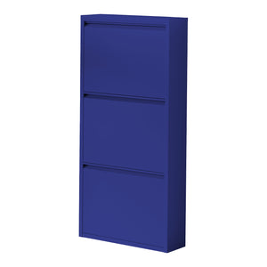 Scarpiera Sokndal con 3 Contenitori Ribaltabili Portascarpe in Metallo - Blu Notte [en.casa]