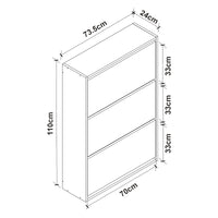 Scarpiera Salvaspazio Slim con 3 Contenitori Ribaltabili Portascarpe Stretto da Ingresso Capienza 18 Paia 110 x 73,5 x