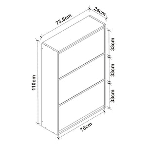 Scarpiera Salvaspazio Slim con 3 Contenitori Ribaltabili Portascarpe Stretto da Ingresso Capienza 18 Paia 110 x 73,5 x