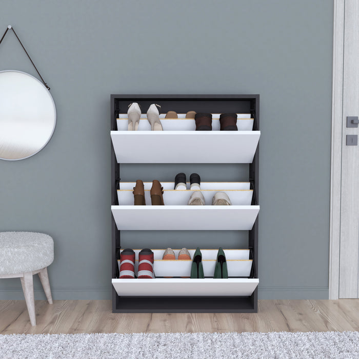 Scarpiera Salvaspazio Slim con 3 Contenitori Ribaltabili Portascarpe Stretto da Ingresso Capienza 18 Paia 110 x 73,5 x