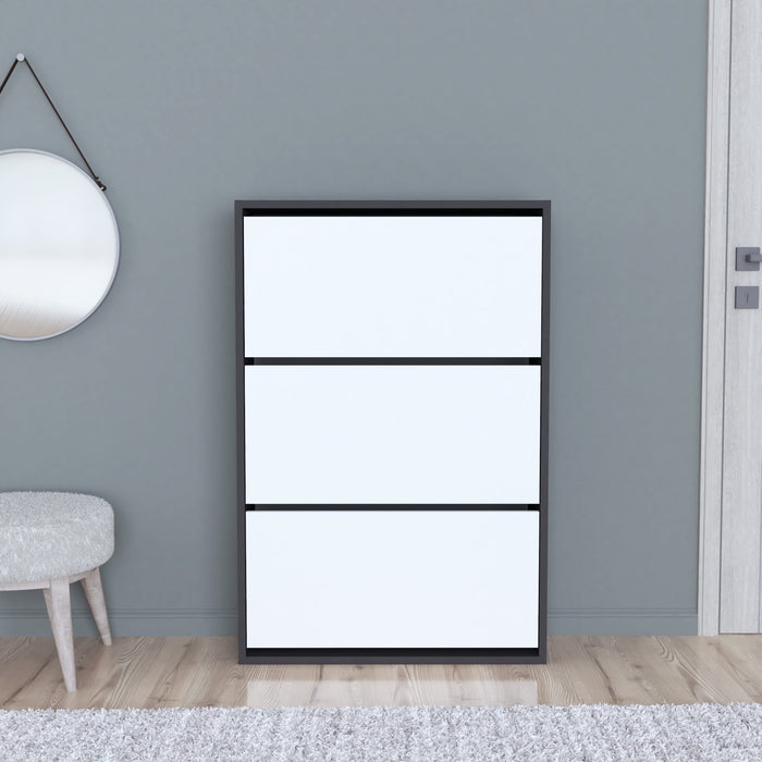 Scarpiera Salvaspazio Slim con 3 Contenitori Ribaltabili Portascarpe Stretto da Ingresso Capienza 18 Paia 110 x 73,5 x