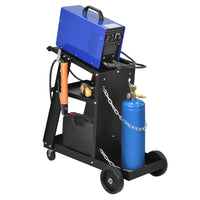 Carrello in Acciaio per Trasporto Saldatrice con Portabombola Carrello Portautensili a 3 Ripiani Carrello Portaattrezzi