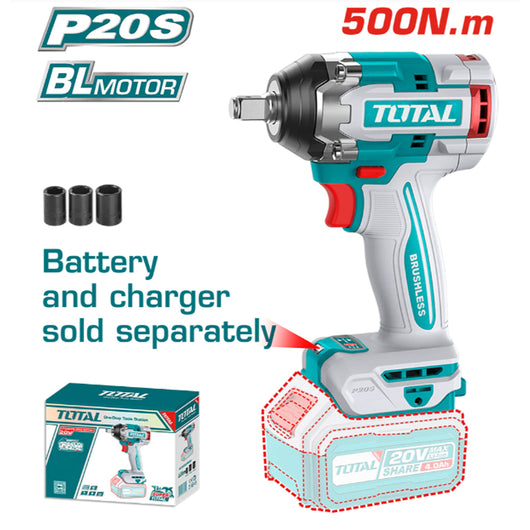 AVVITATORE A IMPULSI A BATTERIA 20V 1/2" 500Nm SOLO CORPO MACCHINA TOTAL