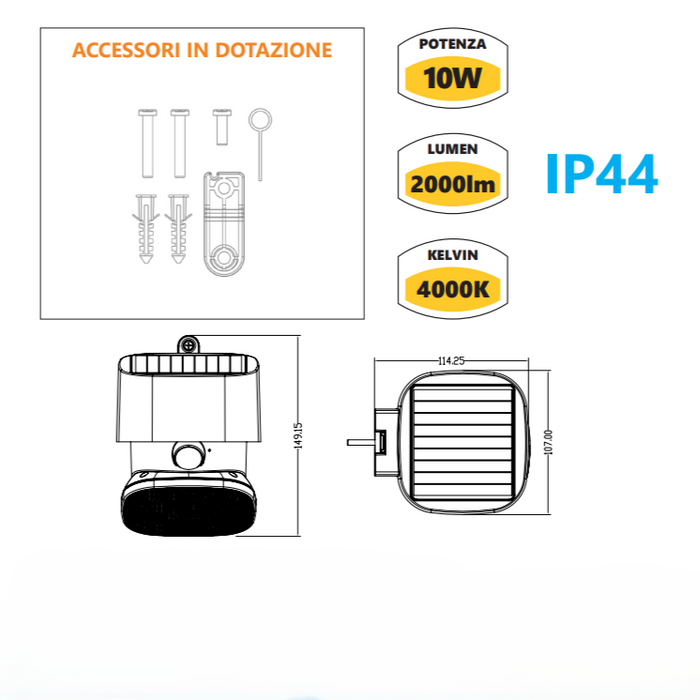 LED solare multifunzione/orientabile 2000lm IP65