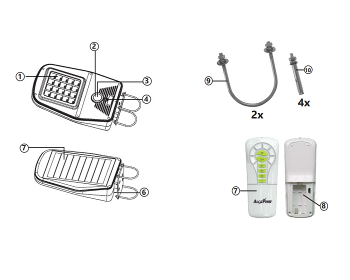 Proiettore stradale solare IP65 2000lm multifunzione