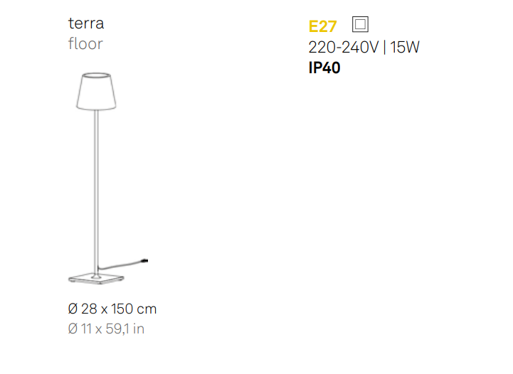 Lampada da Terra Poldina Corten 230V Piantana con spina 28x150cm - Design Moderno in Alluminio