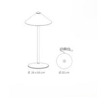 Zafferano Lampada da Tavolo Led Ricaricabile Pina L Desk - 6W, IP65, Dimmer Touch, Testa Magnetica, Design Moderno per Interni ed Esterni - Titanio