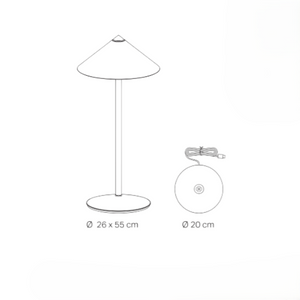 Zafferano Lampada da Tavolo Led Ricaricabile Pina L Desk - 6W, IP65, Dimmer Touch, Testa Magnetica, Design Moderno per Interni ed Esterni - Bronzo