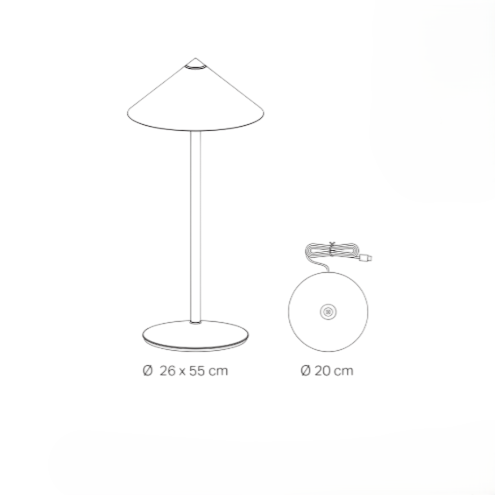 Zafferano Lampada da Tavolo Led Ricaricabile Pina L Desk - 6W, IP65, Dimmer Touch, Testa Magnetica, Design Moderno per Interni ed Esterni - Bronzo