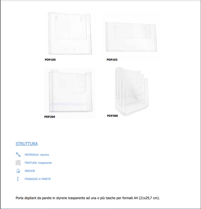 Porta depliant da parete A4 Verticale